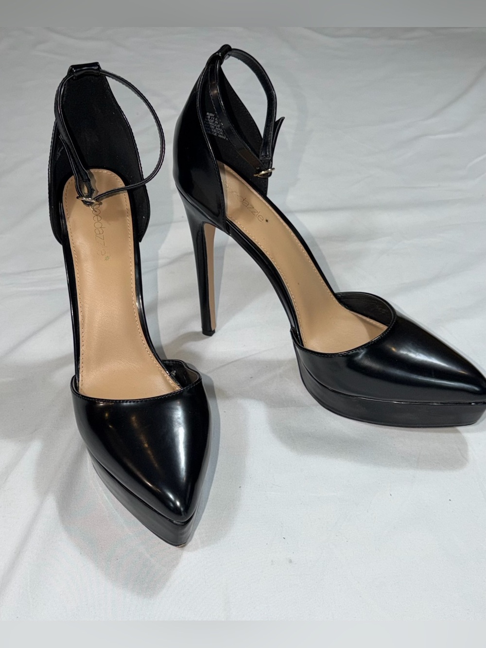 ShoeDazzle Rish Black Pointed Toe Platform Stiletto Heels Size 11